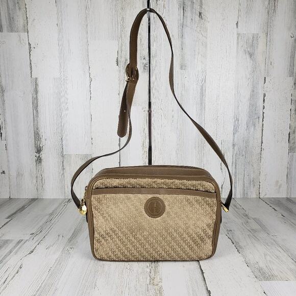 Gucci Brown Canvas Jacquard & Leather Shoulder Bag Retro Print Camera Bag - Picture 1 of 10
